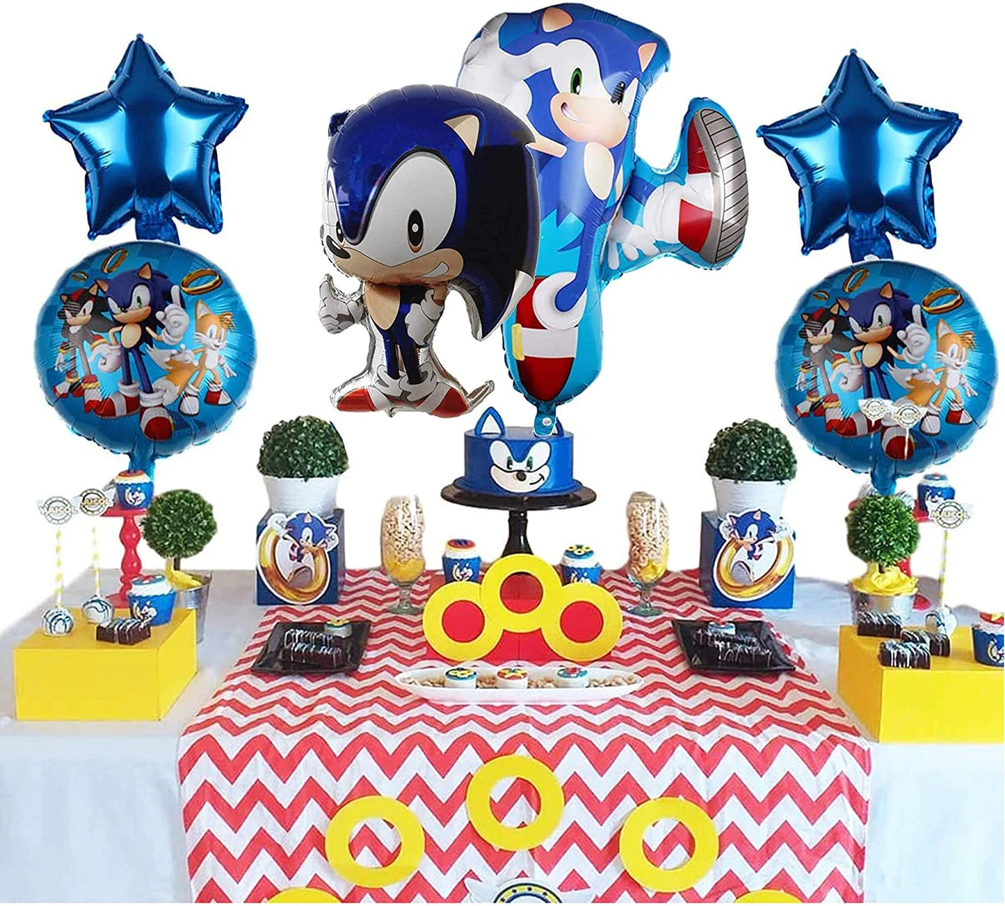 Sonic the Hedgehog Balloons, Latex Blue Birthday, (6 Piece)