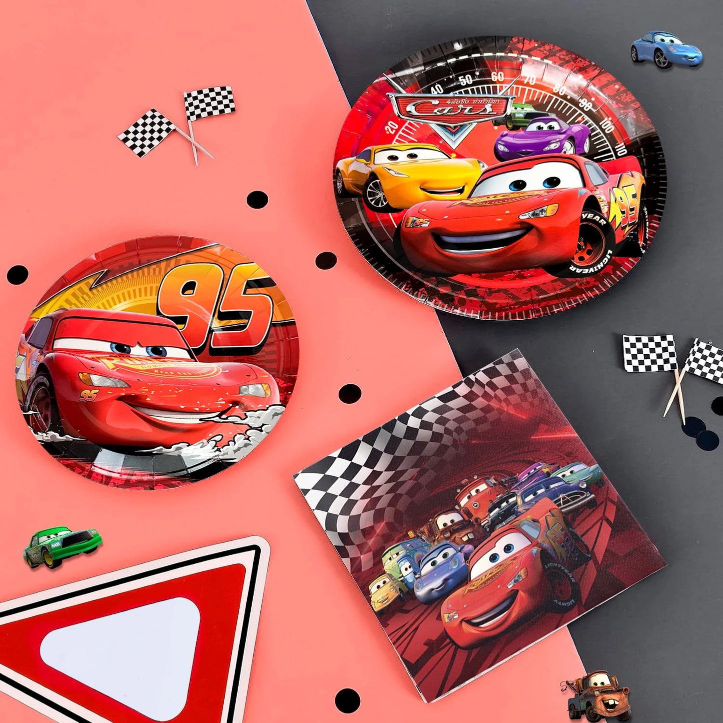 Cars Birthday Party Supplies, Cars Birthday Decorations & Cars Party Tableware Set - Cars Balloons Banner & Lightning Mcqueen Plates Cups Napkins Etc Lightning Mcqueen Birthday Decorations