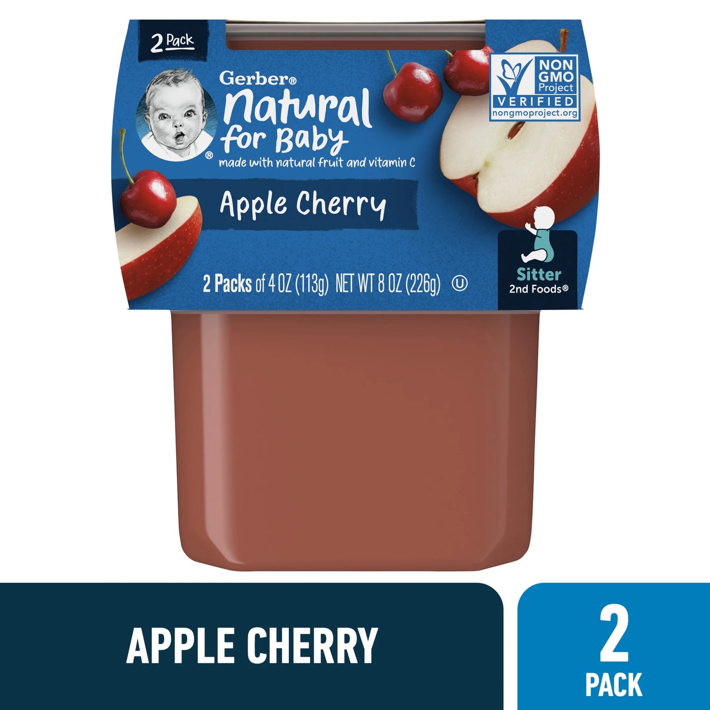 Stage 2 Baby Food, Apple Cherry, 4 Oz Tubs (2 Pack)