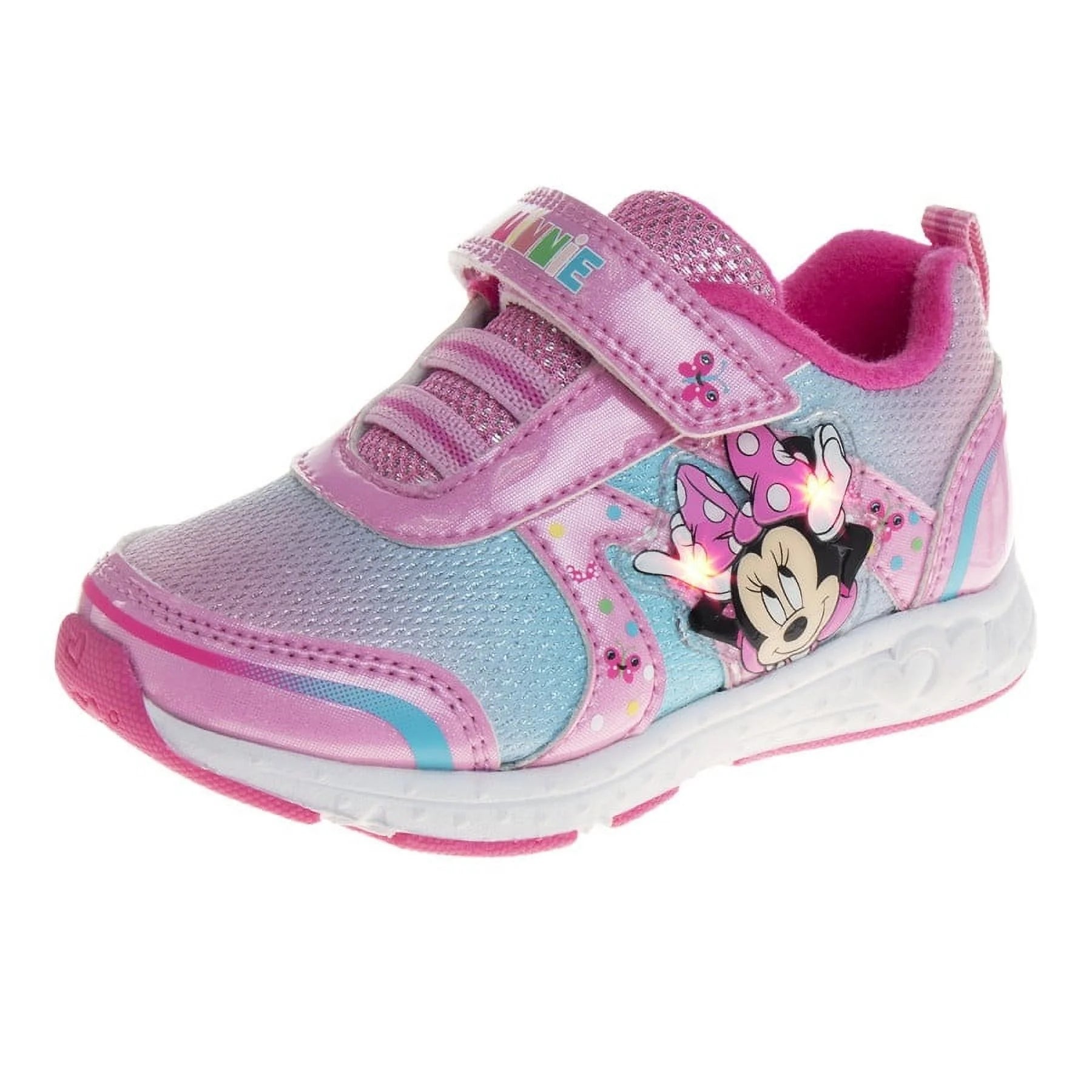Minnie Mouse Girls Light-Up Sneakers with Hook and Loop Closure (Toddler), Pink, Size: 7