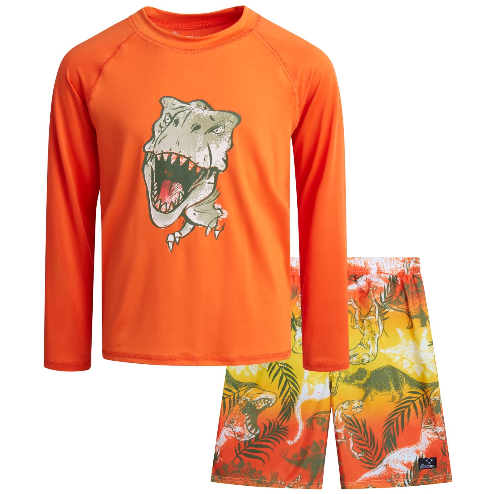 Boys Swim Set - UPF 50+ Long Sleeve Rash Guard and Swim Trunks, 2 Piece Boys Swimsuit Set