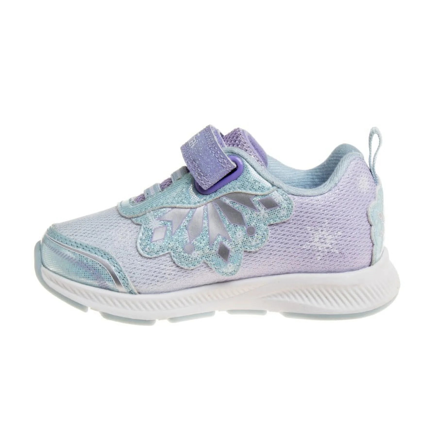 Frozen Toddler Girls Hook & Loop Sneakers with 2 White Lights - Lilac Blue, 9