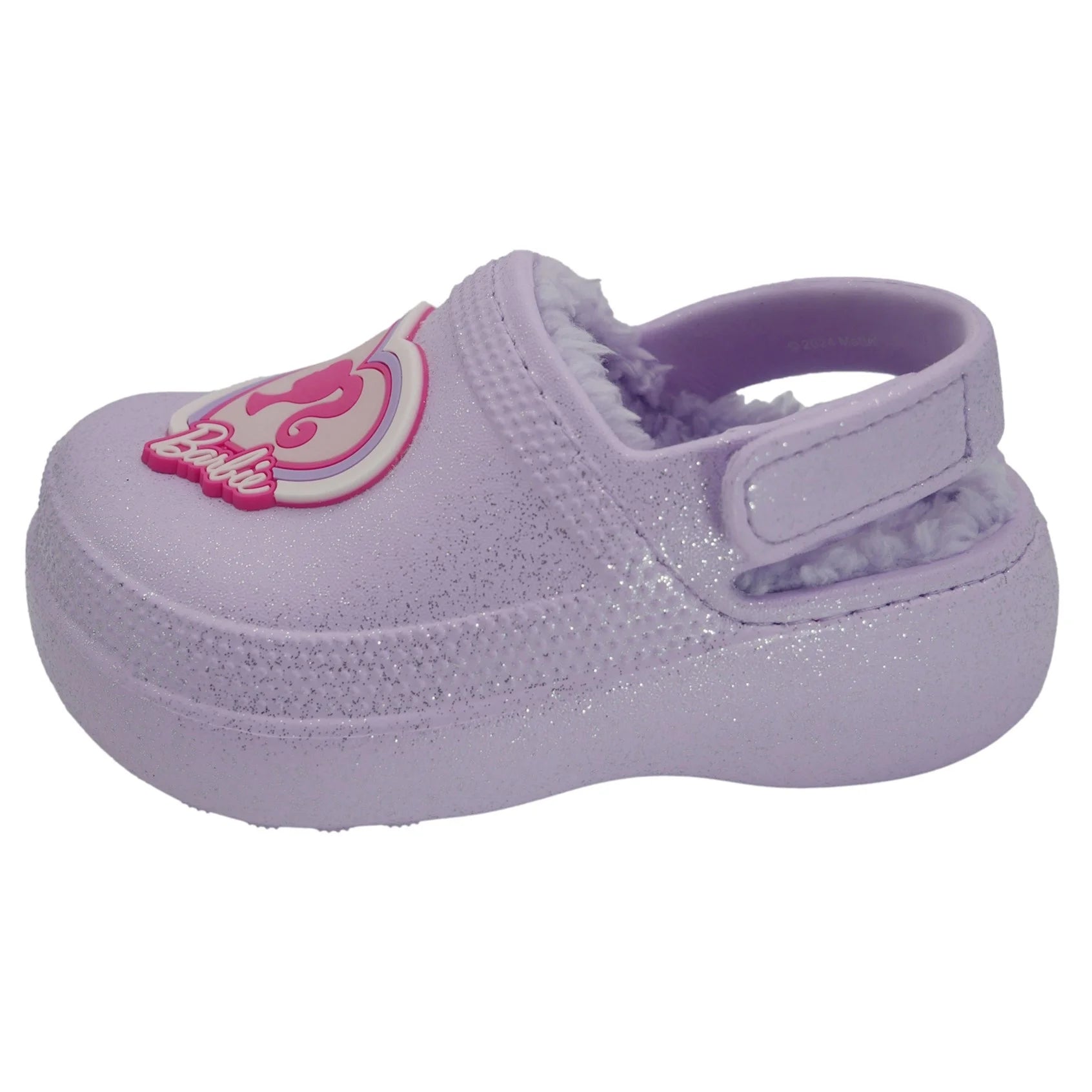 Girls' Faux-Fur Lined Sparkle Clogs Color: Lilac Size: 18 - 24 Months