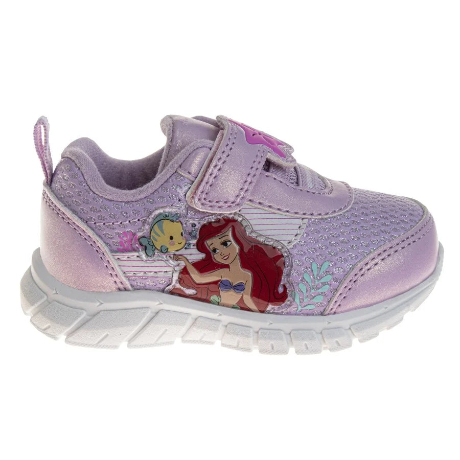 the Little Mermaid Girls Hook and Loop Sneakers. (Infant Toddler)Pink, Size: 3