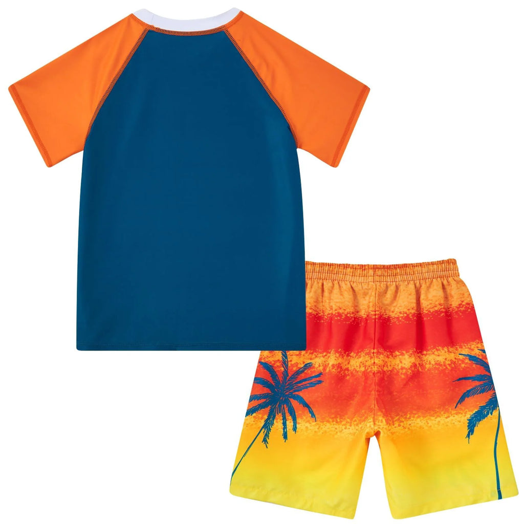 Boys Two Piece Rash Guard Swimsuits Sets Bathing Suits with Trunks 4-10 Years