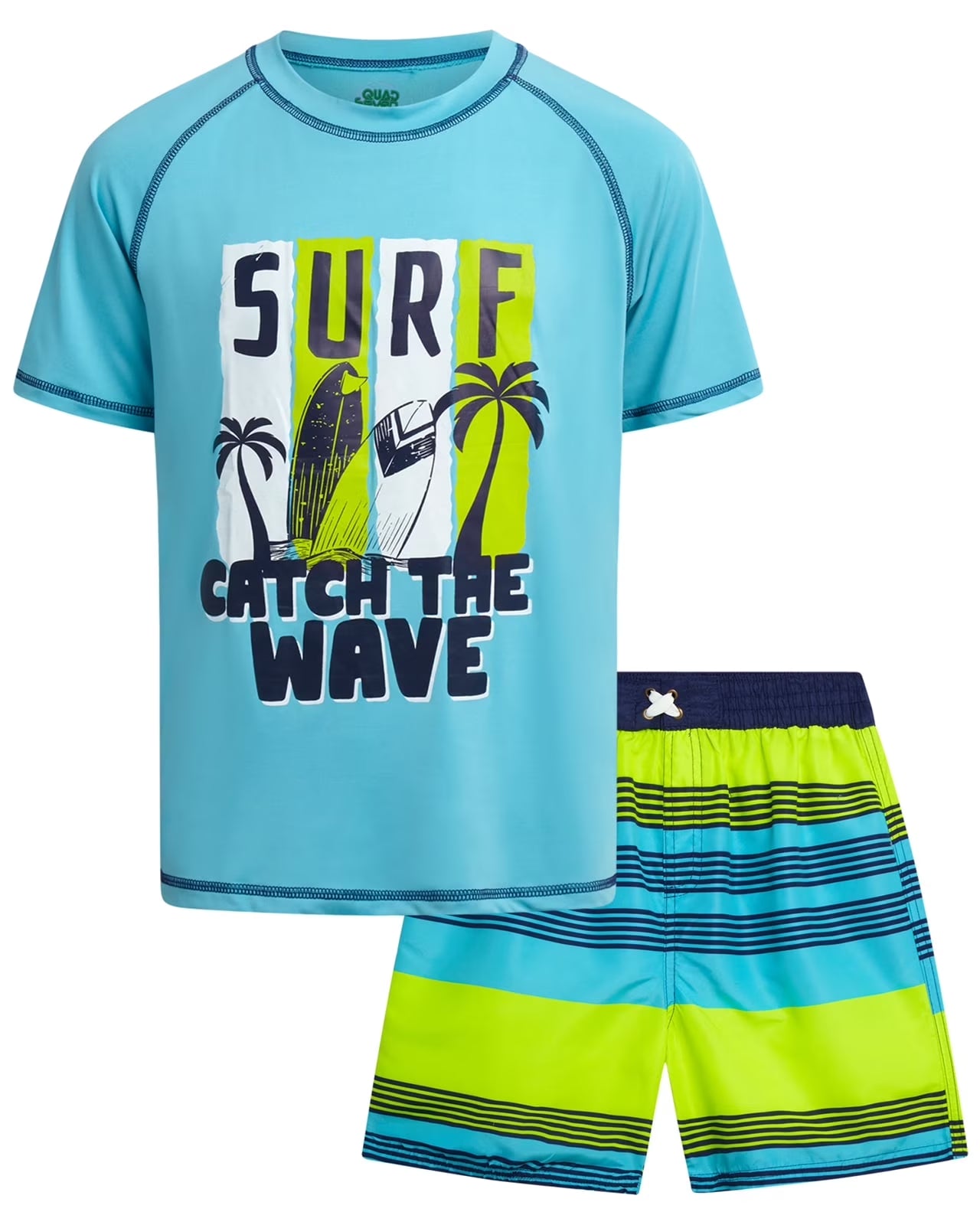 Boys' Rashguard Set - Short Sleeve Swim Shirt and Bathing Suit Set (Size: 4-12)