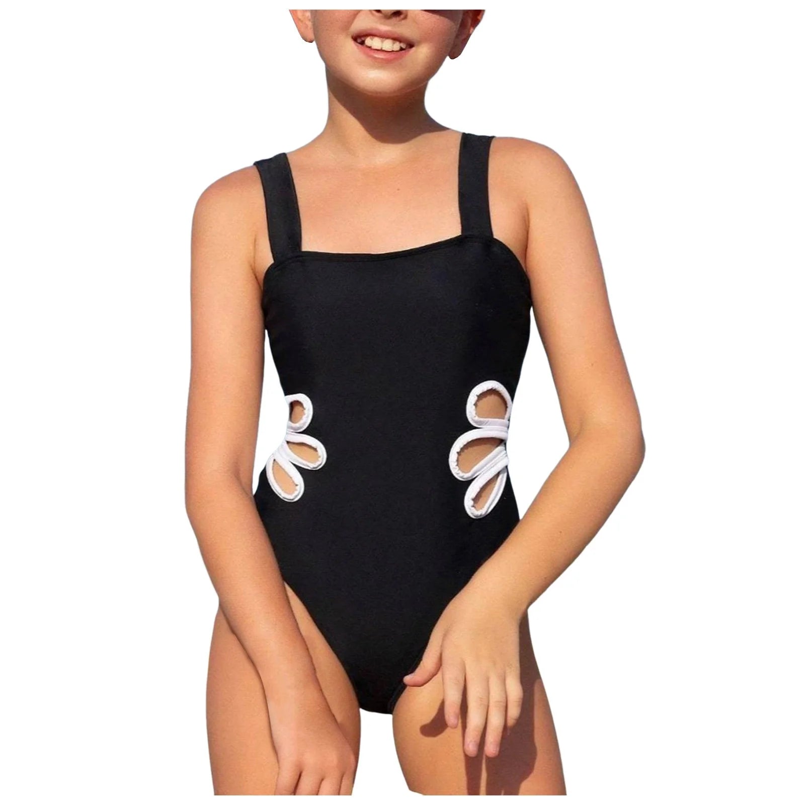 Girl Swimsuits Bathing Suit for Girls 10-12 Girls Swimsuit One Piece Swimsuits Solid Bathing Suit for Girls Full Coverage Modest Padded Swimwear