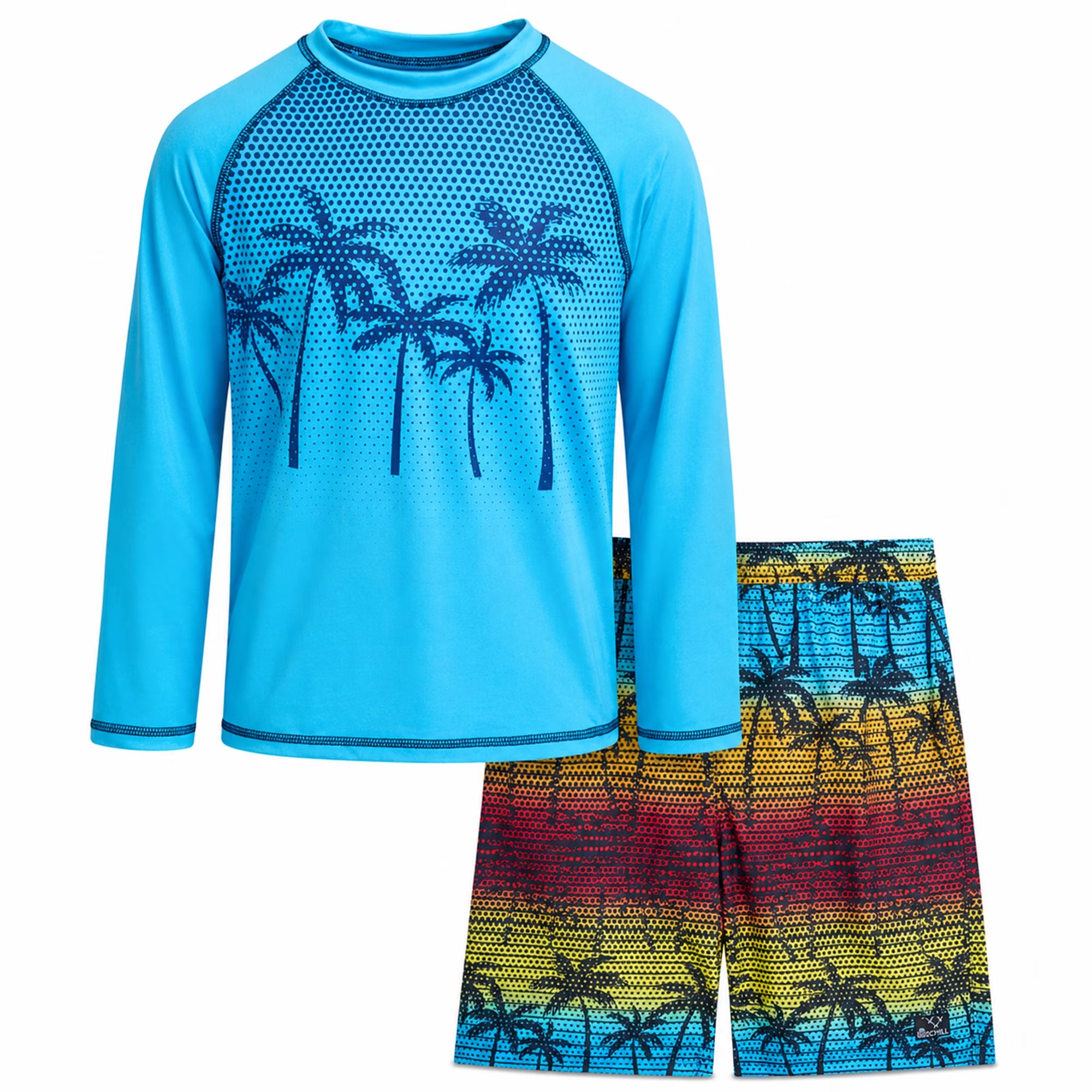 Boys Swim Set - UPF 50+ Long Sleeve Rash Guard and Swim Trunks, 2 Piece Boys Swimsuit Set