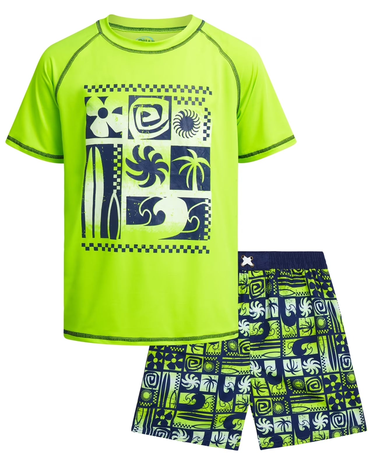 Boys' Rashguard Set - Short Sleeve Swim Shirt and Bathing Suit Set (Size: 4-12)
