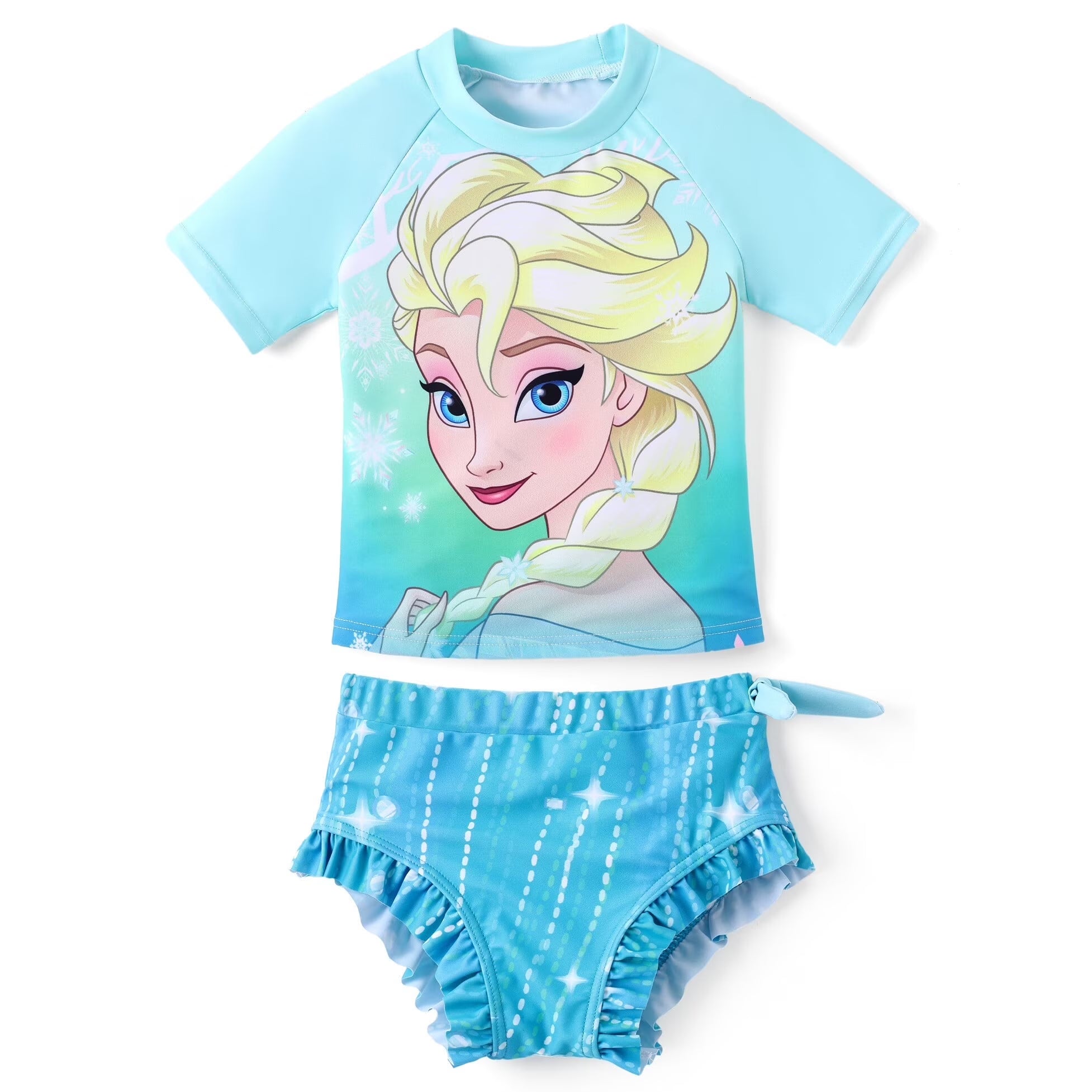 Princess Girls Swimsuit Frozen Elsa Rash Guards and Bikini Bottom 2 Pieces Set Sizes 2-6