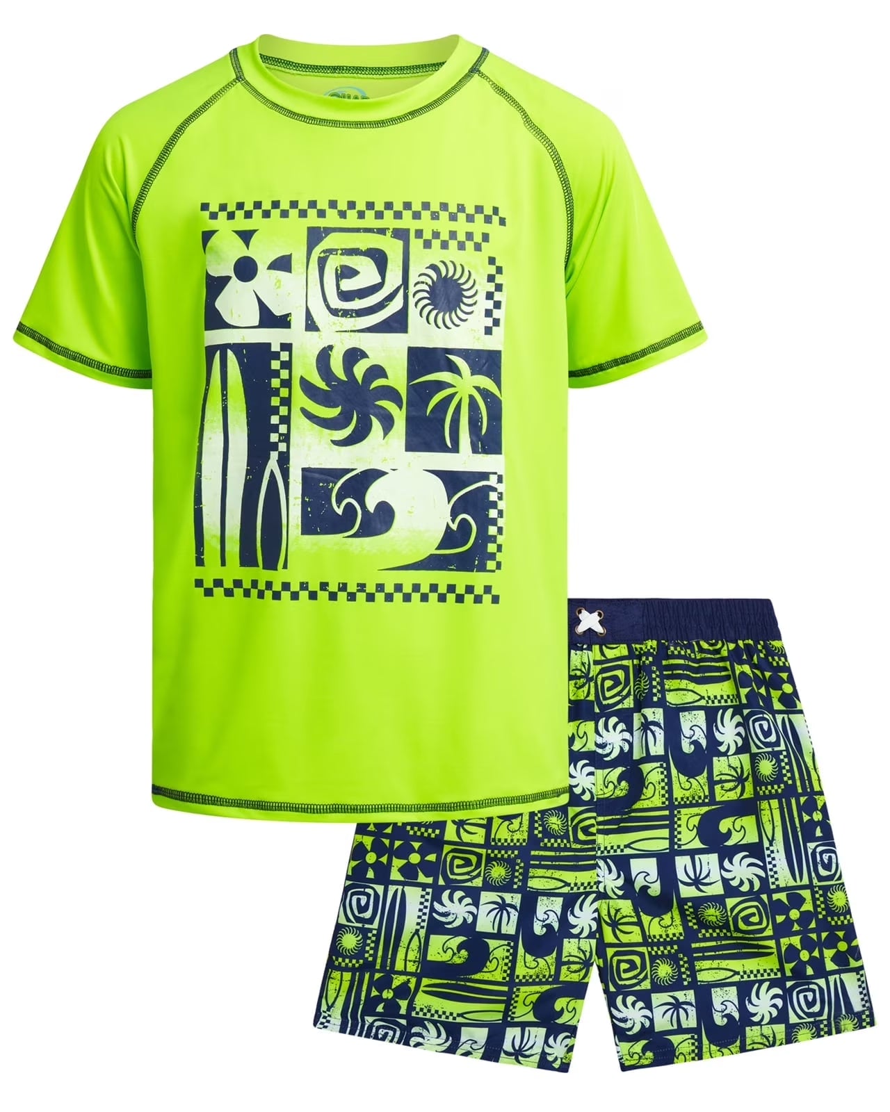 Boys' Rashguard Set - Short Sleeve Swim Shirt and Bathing Suit Set (Size: 4-12)
