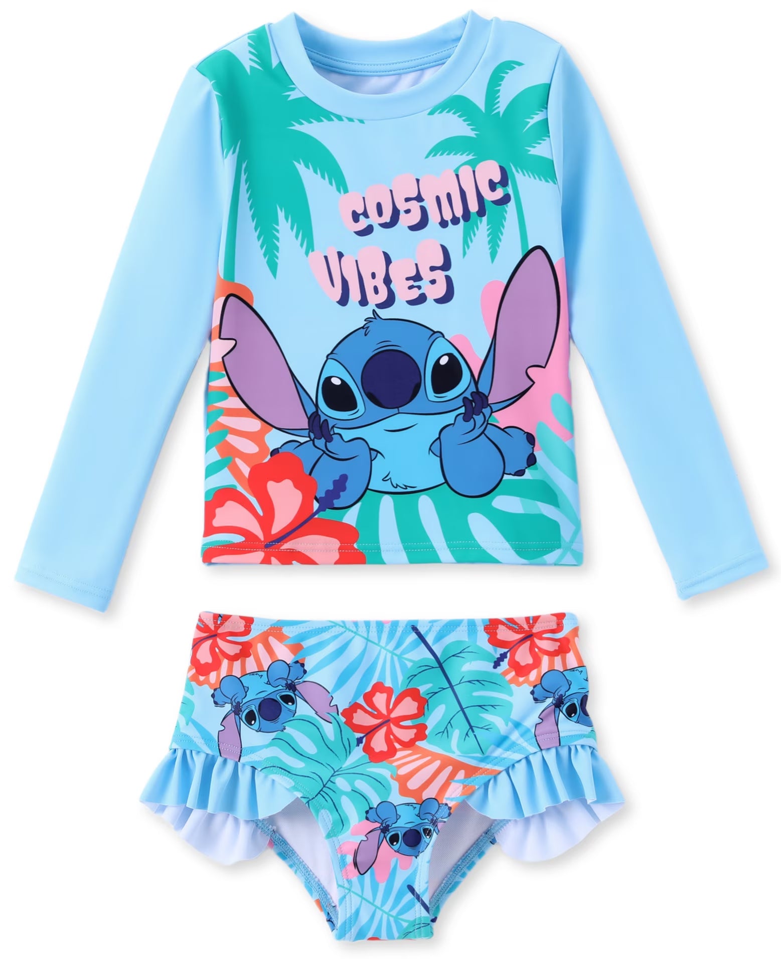 Stitch Girls Swimsuit Summer Rash Guard 2 Pieces Bathing Suits Beach Tankini Set Sizes 3-13