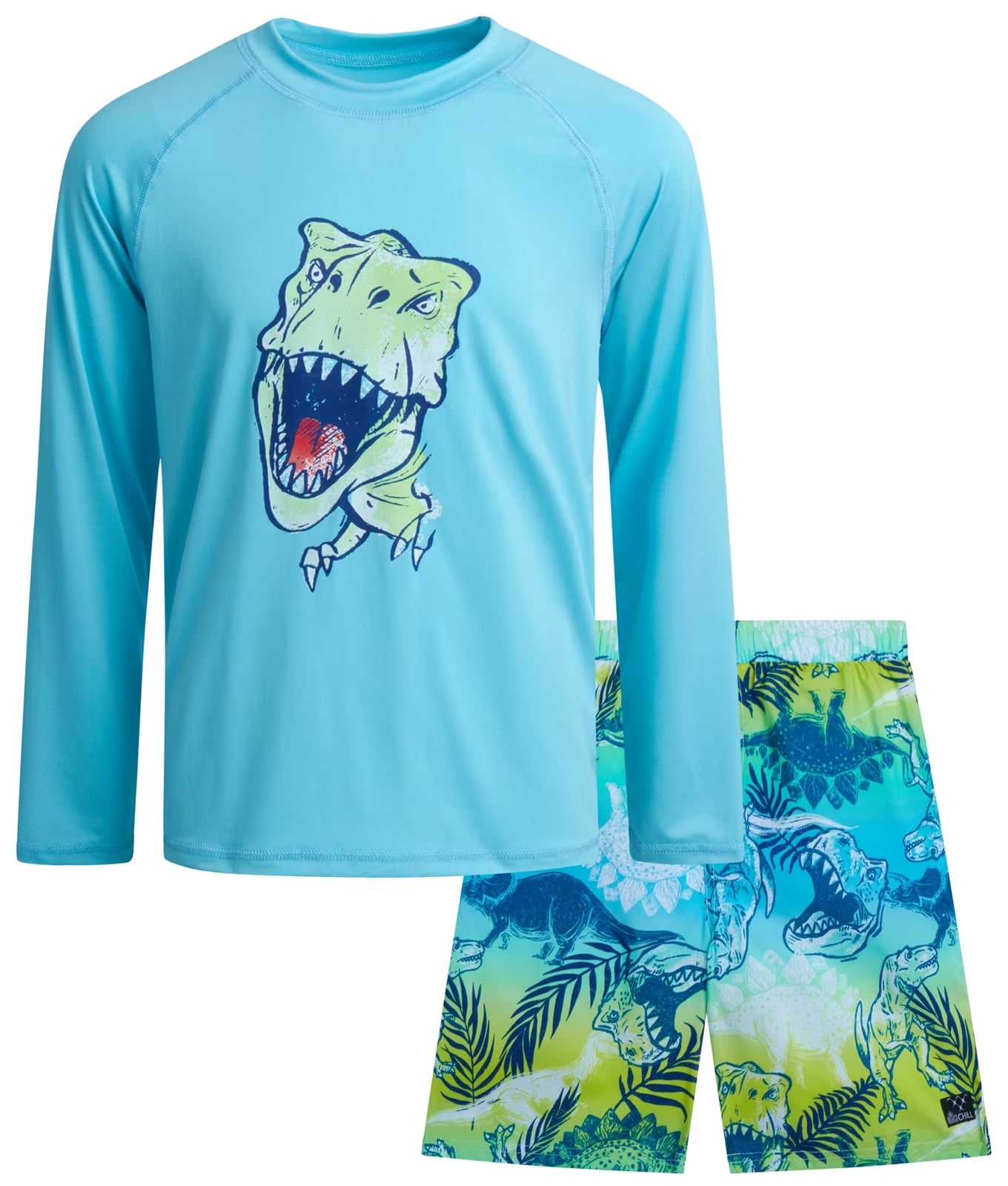 Boys Swim Set - UPF 50+ Long Sleeve Rash Guard and Swim Trunks, 2 Piece Boys Swimsuit Set