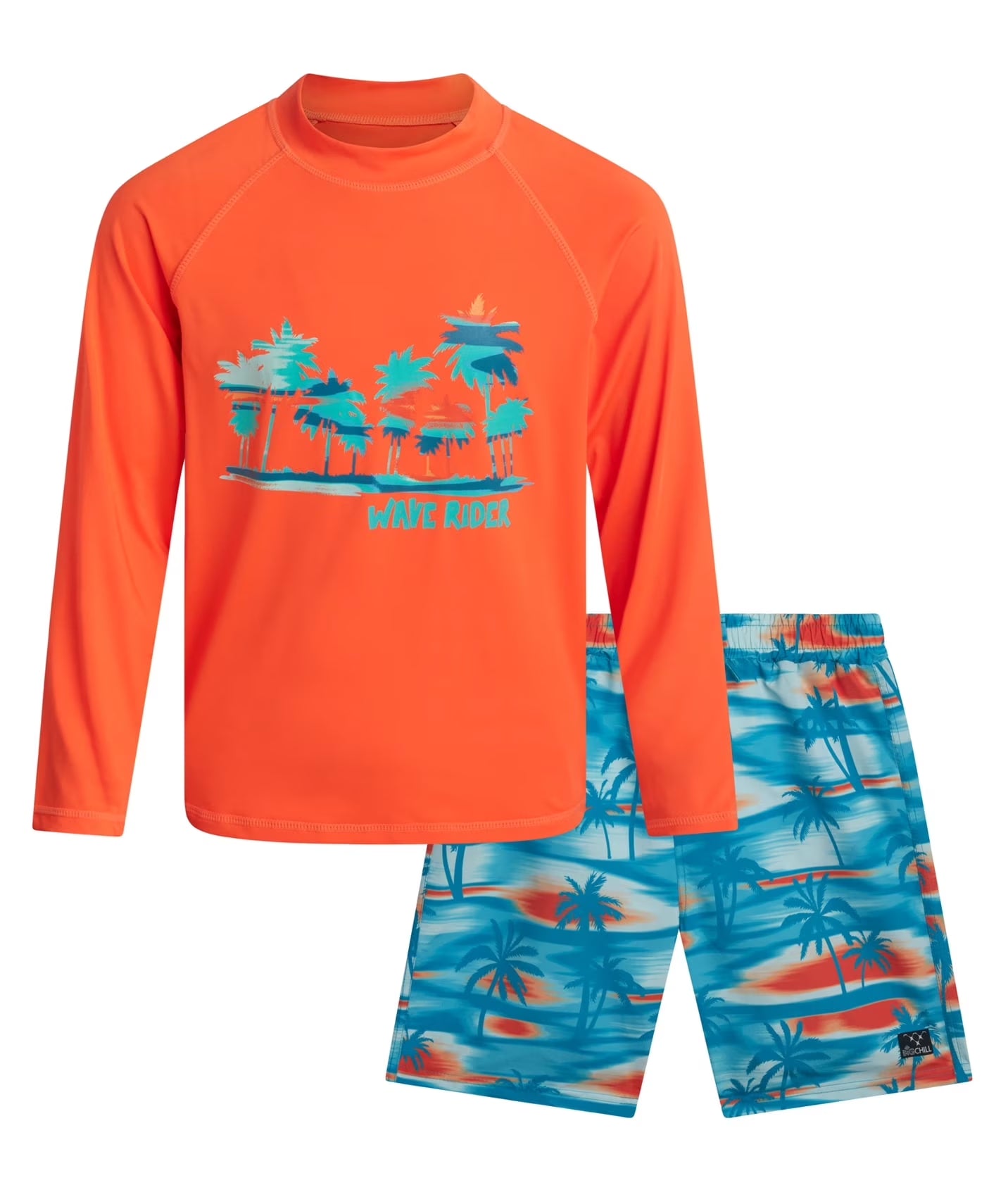Boys Swim Set - UPF 50+ Long Sleeve Rash Guard and Swim Trunks, 2 Piece Boys Swimsuit Set