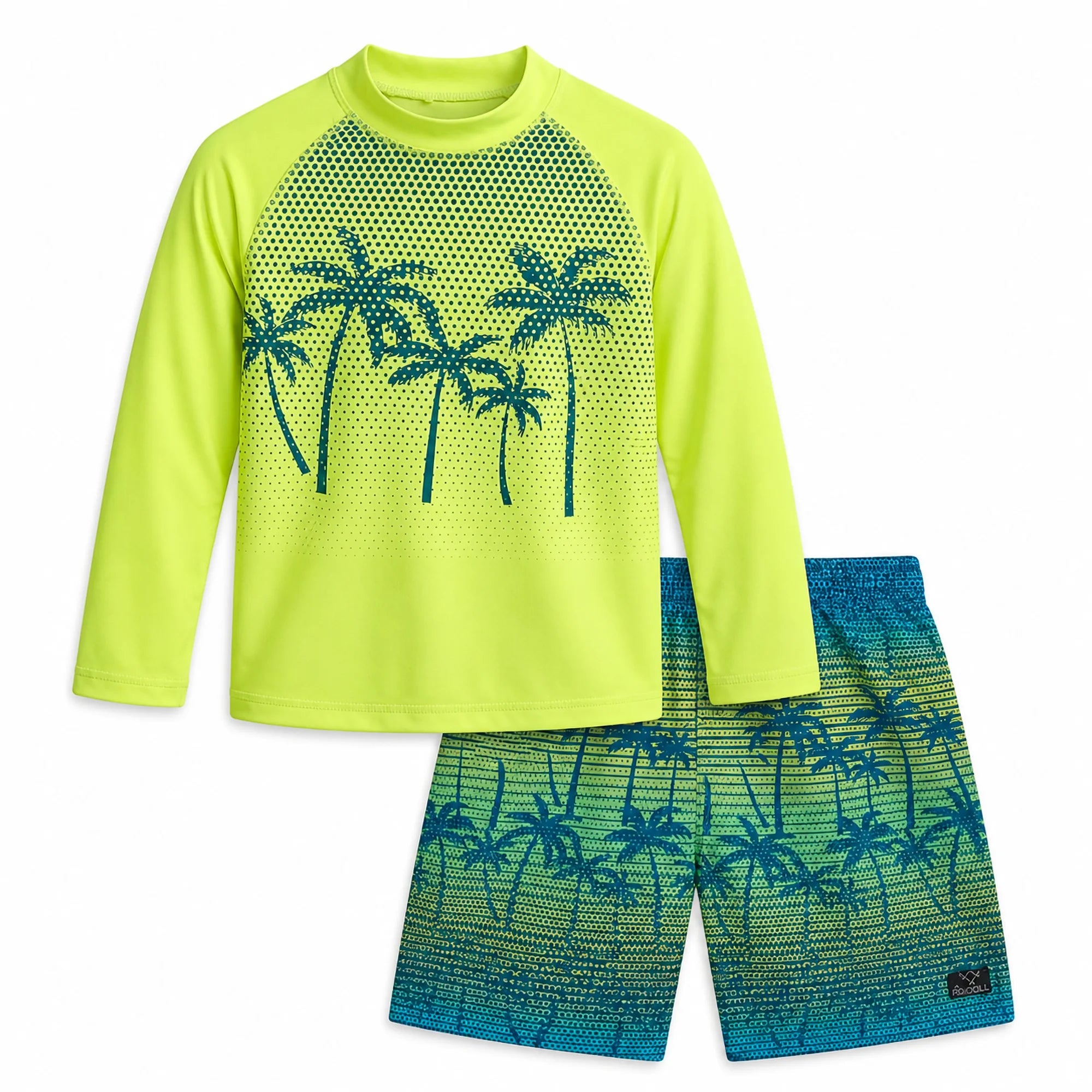 Boys Swim Set - UPF 50+ Long Sleeve Rash Guard and Swim Trunks, 2 Piece Boys Swimsuit Set