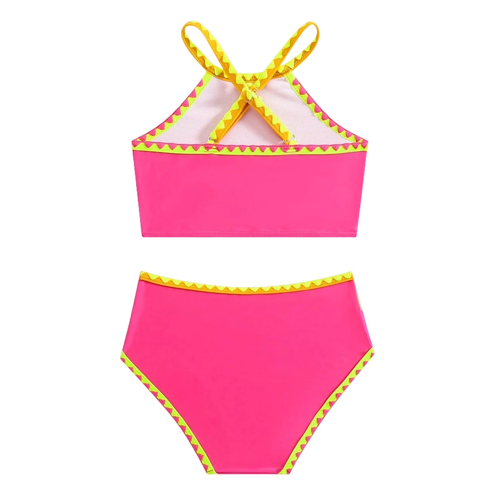 Hot Pink Swimsuit Kids Girls Swimming Suit Two Piece Bikini Hot Pink Size 6 Years