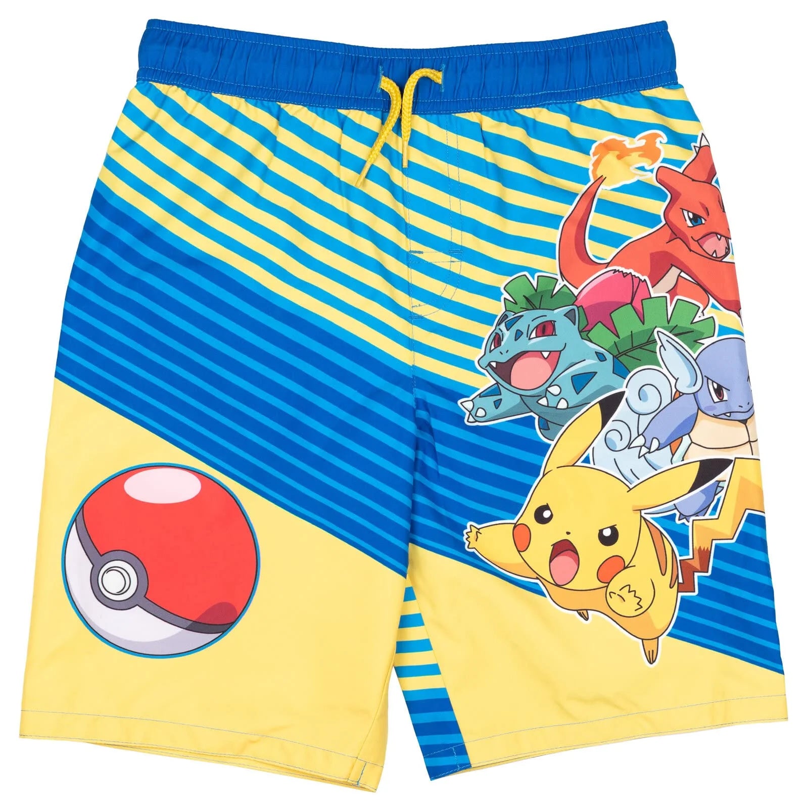 Pokemon Charmander Ivysaur Pikachu Wartortle Trunks Swimwear Bottoms (Boy'S 10-12)