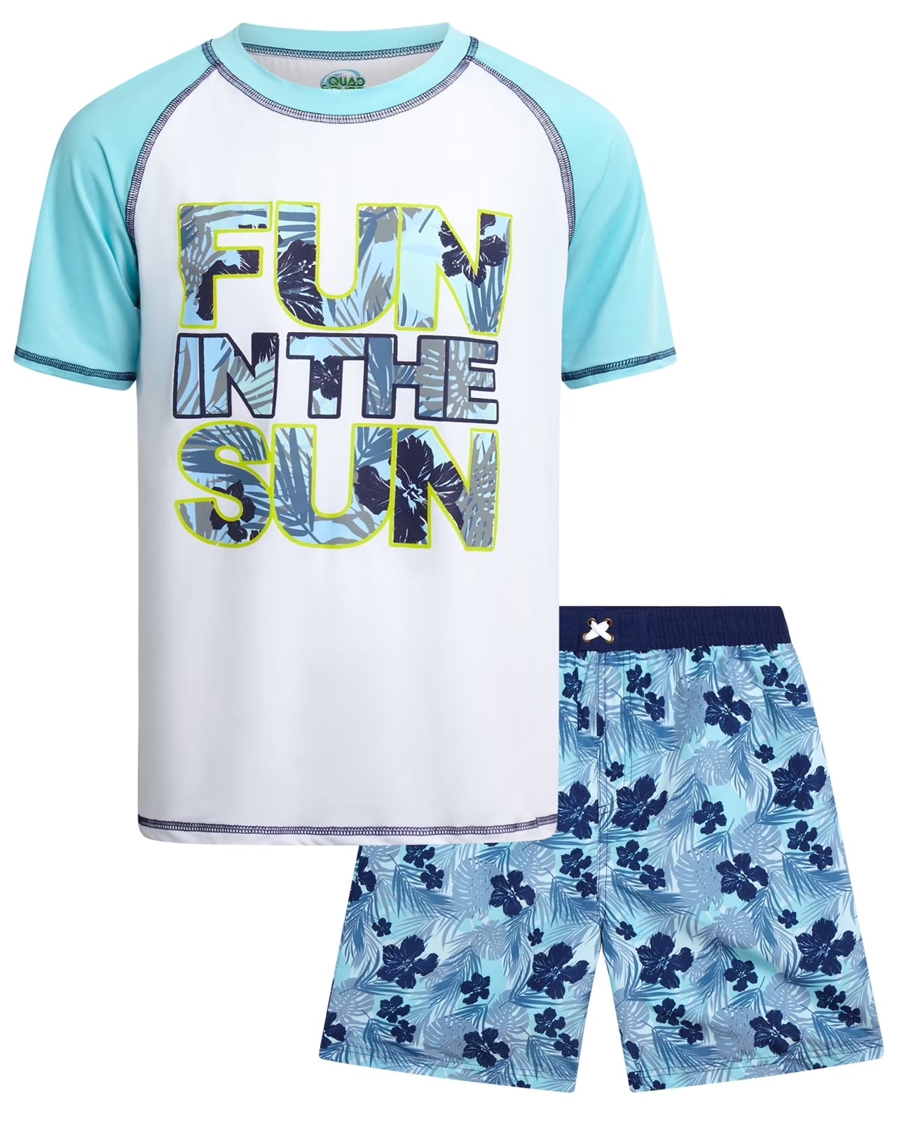 Boys' Rashguard Set - Short Sleeve Swim Shirt and Bathing Suit Set (Size: 4-12)