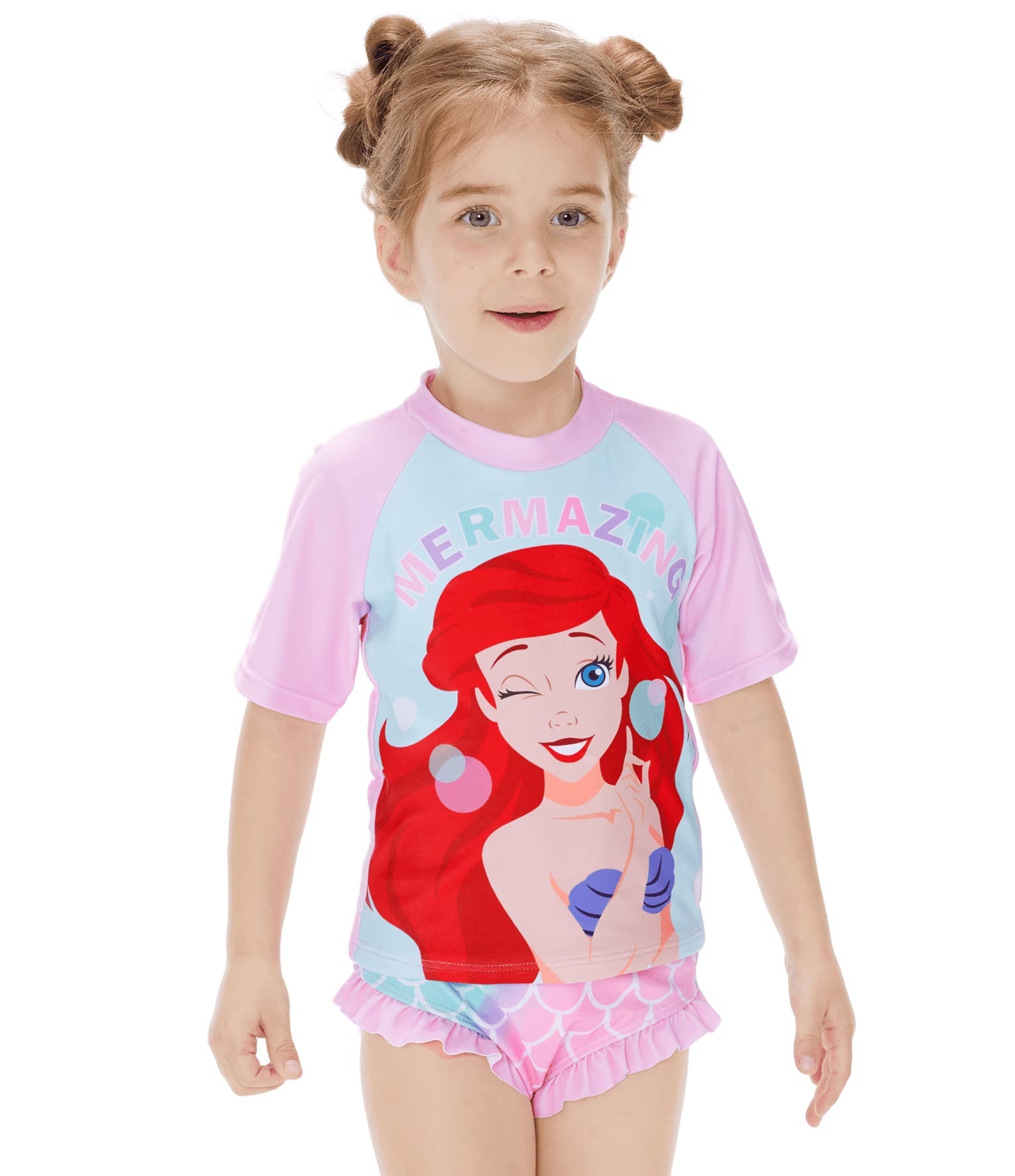 Princess Girls Swimsuit Frozen Elsa Rash Guards and Bikini Bottom 2 Pieces Set Sizes 2-6