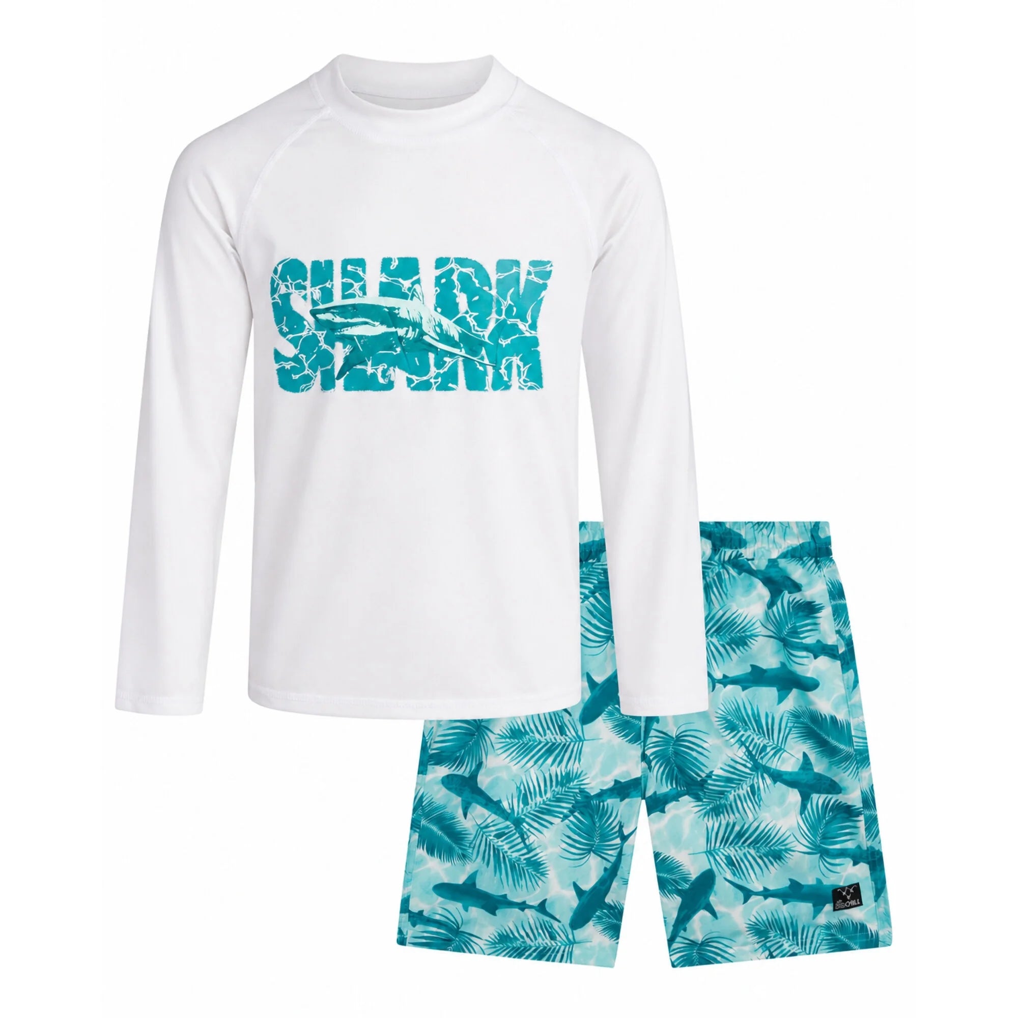 Boys Swim Set - UPF 50+ Long Sleeve Rash Guard and Swim Trunks, 2 Piece Boys Swimsuit Set