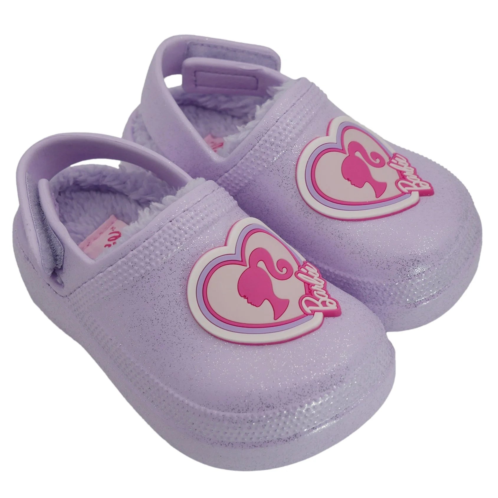 Girls' Faux-Fur Lined Sparkle Clogs Color: Lilac Size: 18 - 24 Months