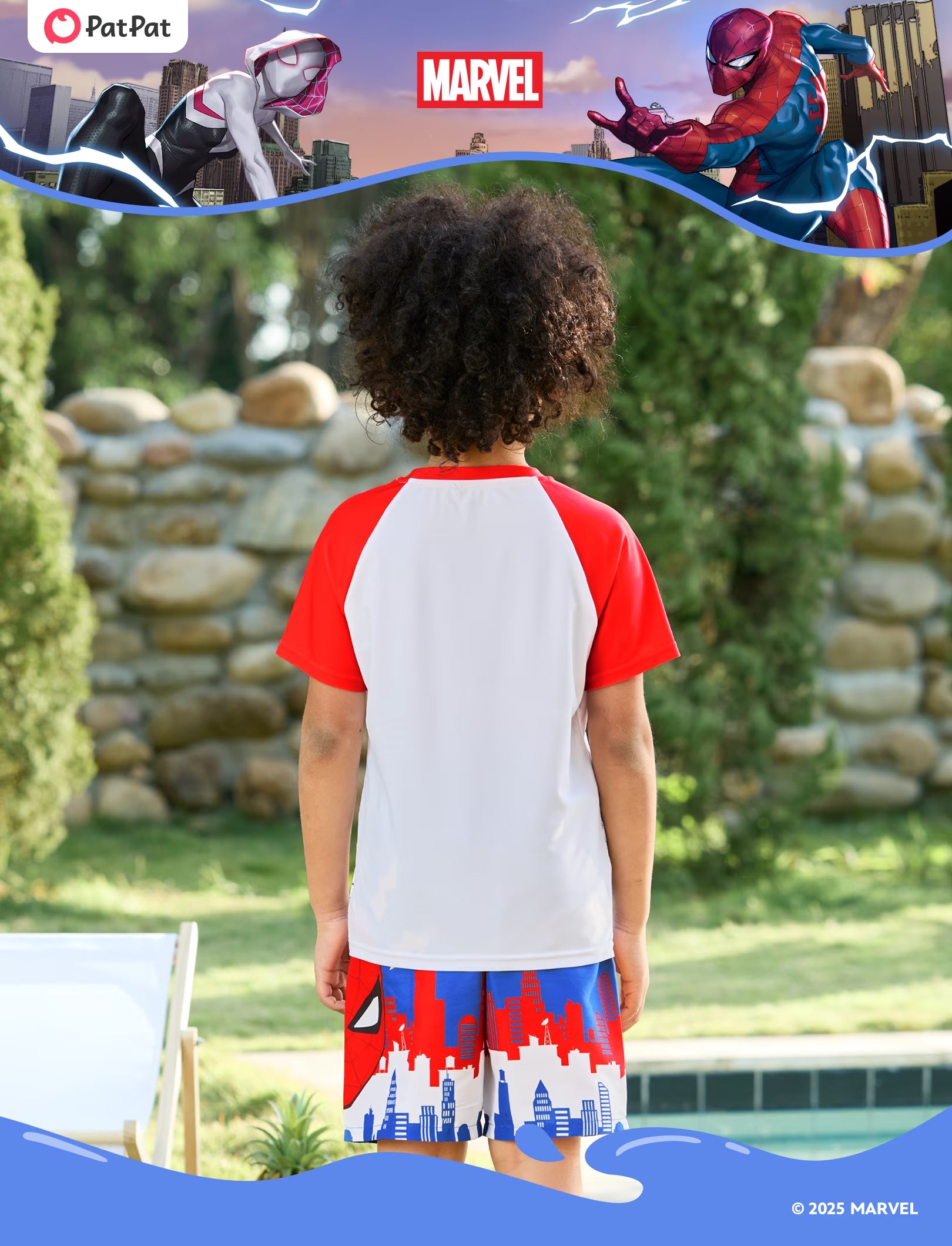 Spider-Man Boys 2 Pieces Swimsuit UFP50+ Rash Guard Shirts & Swim Trunks Bathing Suits Set Sizes 2-13