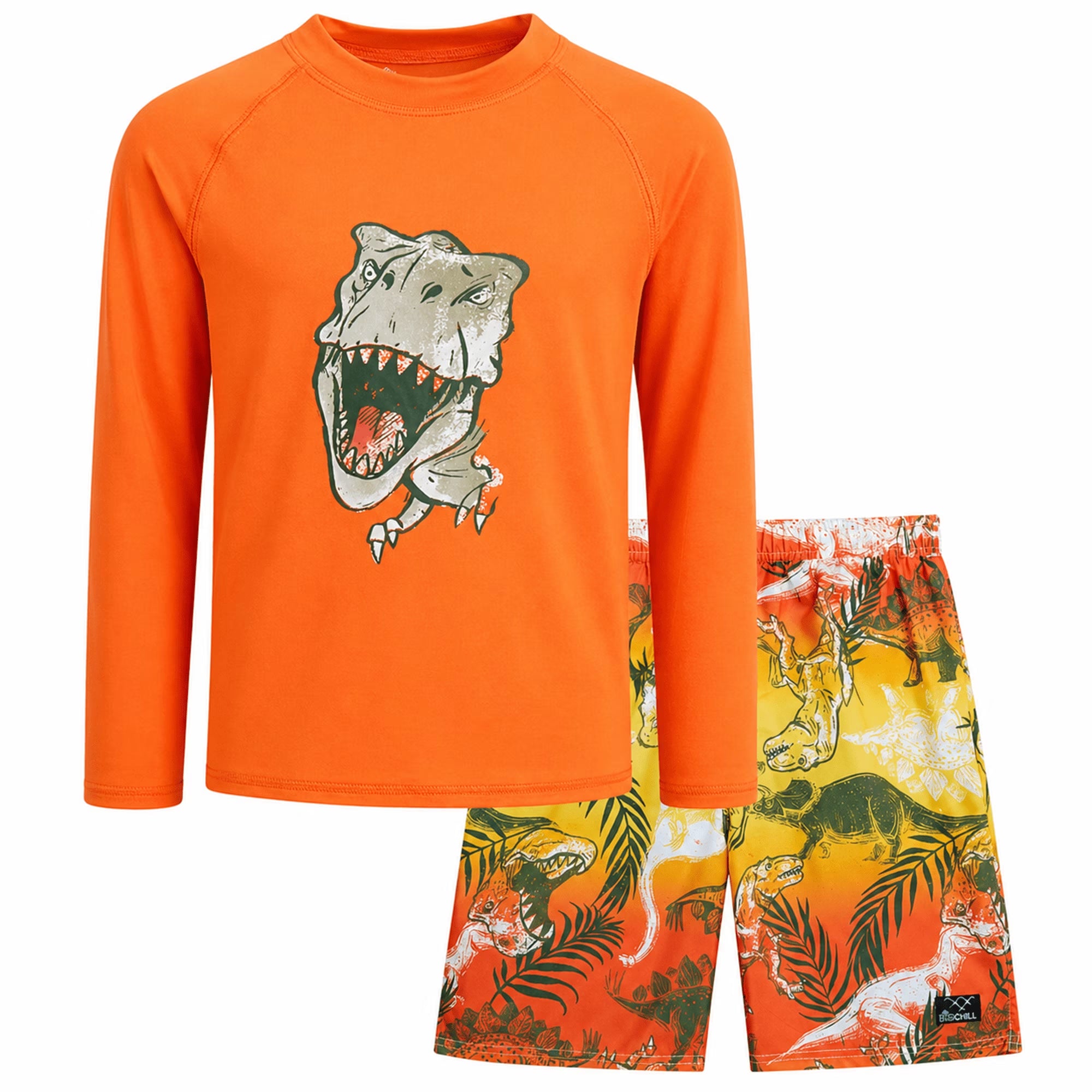 Boys Swim Set - UPF 50+ Long Sleeve Rash Guard and Swim Trunks, 2 Piece Boys Swimsuit Set