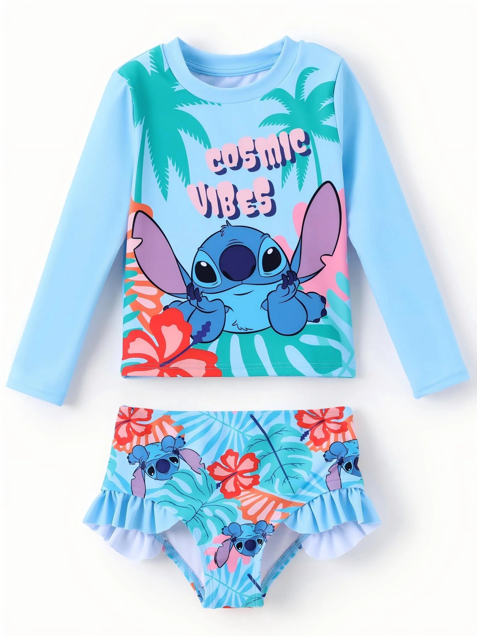 Stitch Girls Swimsuit Summer Rash Guard 2 Pieces Bathing Suits Beach Tankini Set Sizes 3-13