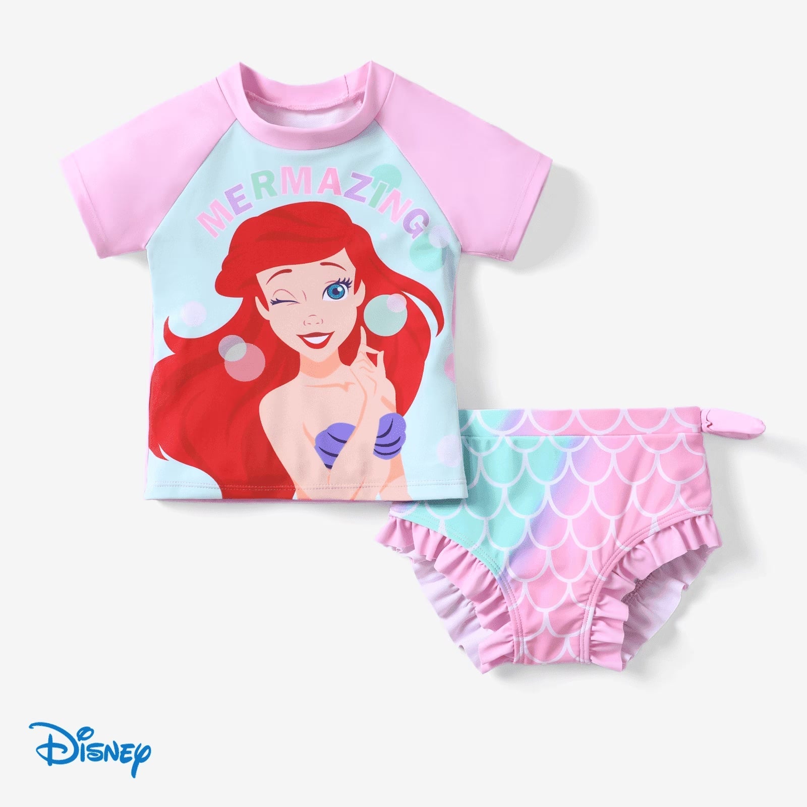 Princess Girls Swimsuit Frozen Elsa Rash Guards and Bikini Bottom 2 Pieces Set Sizes 2-6
