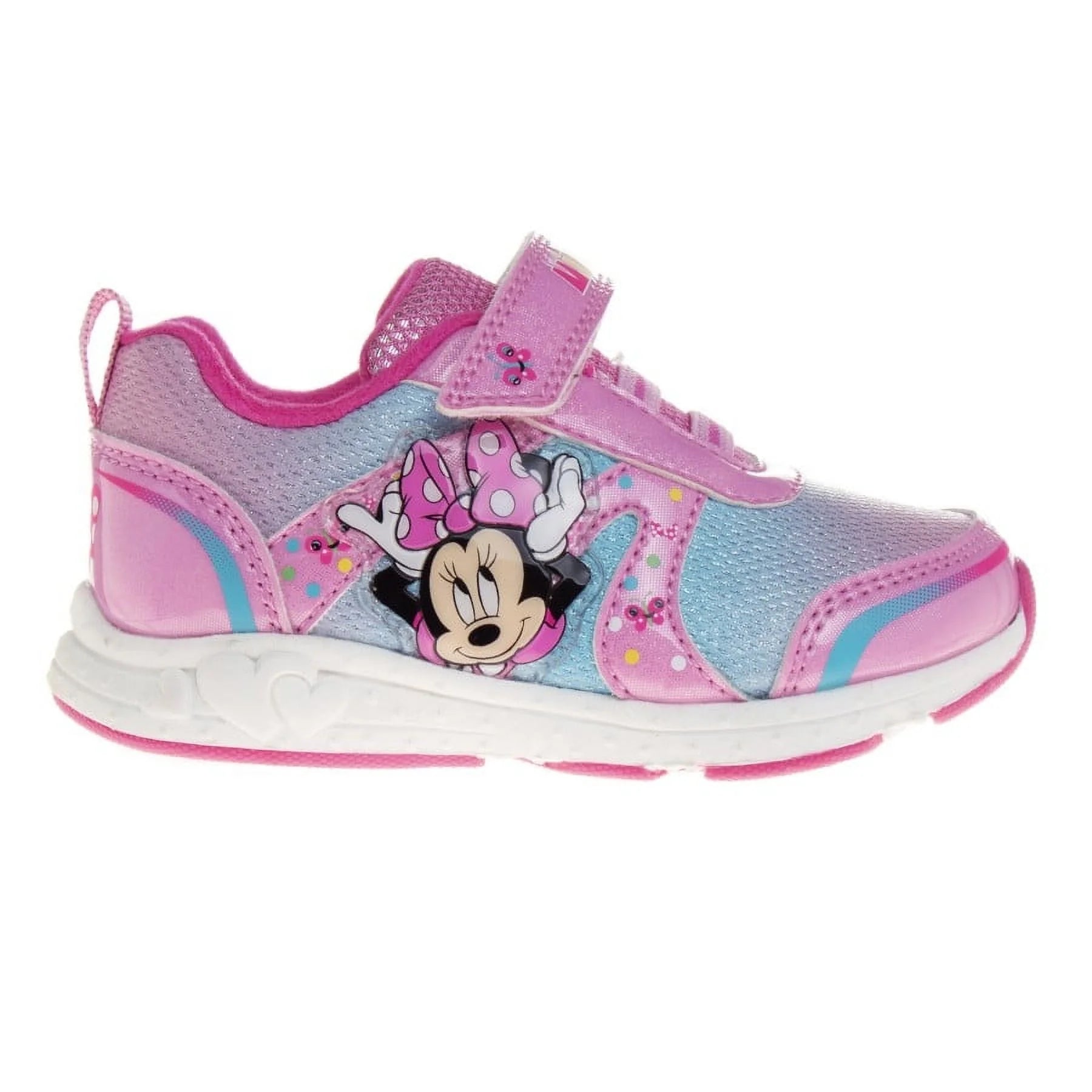 Minnie Mouse Girls Light-Up Sneakers with Hook and Loop Closure (Toddler), Pink, Size: 7