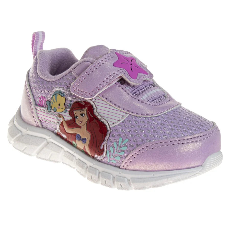 the Little Mermaid Girls Hook and Loop Sneakers. (Infant Toddler)Pink, Size: 3