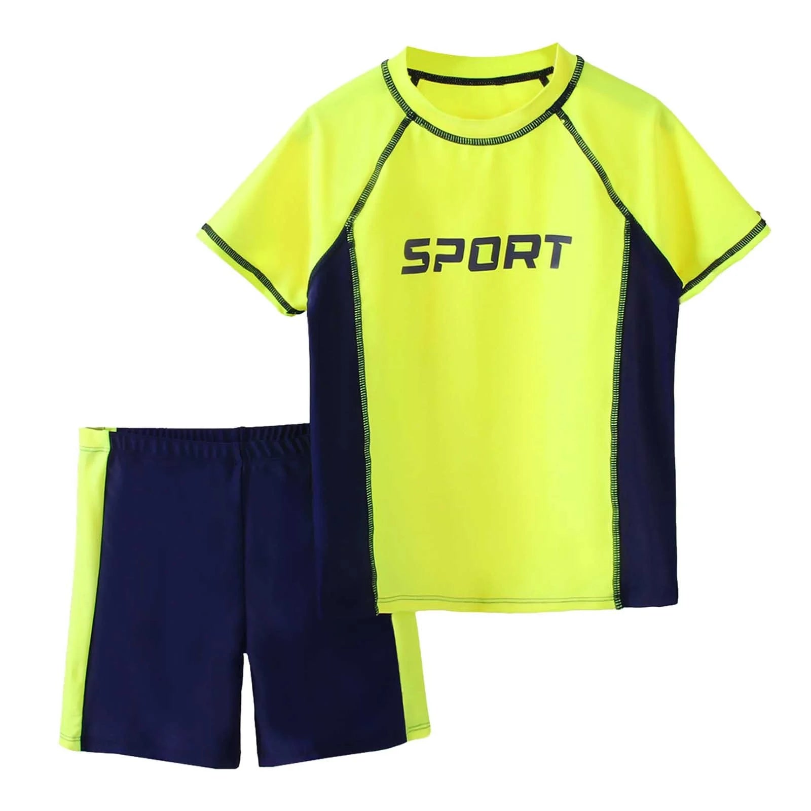 Cute Swimsuits Boys' 2 Piece Cartoon Dinosaur Two Piece Swimsuit Set Rash Guard and Swim Trunks for Swimming Size:5-6 Years