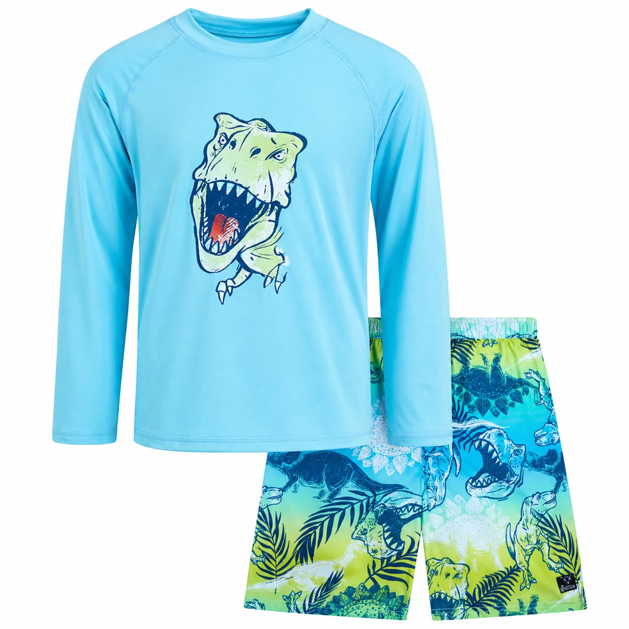 Boys Swim Set - UPF 50+ Long Sleeve Rash Guard and Swim Trunks, 2 Piece Boys Swimsuit Set