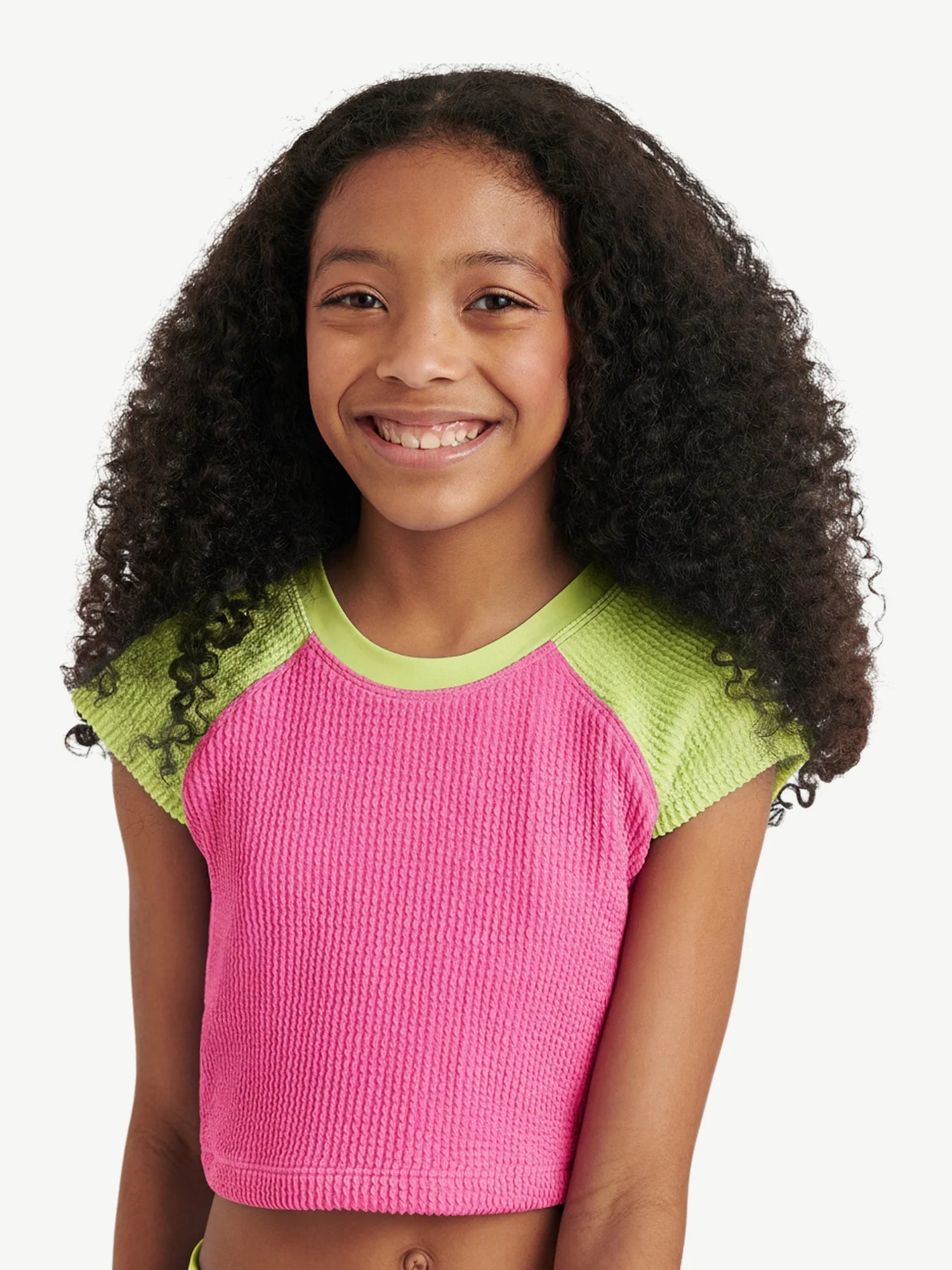 Girls 2 Piece Short Sleeve Rashguard Swimsuit, Sizes XS-XL