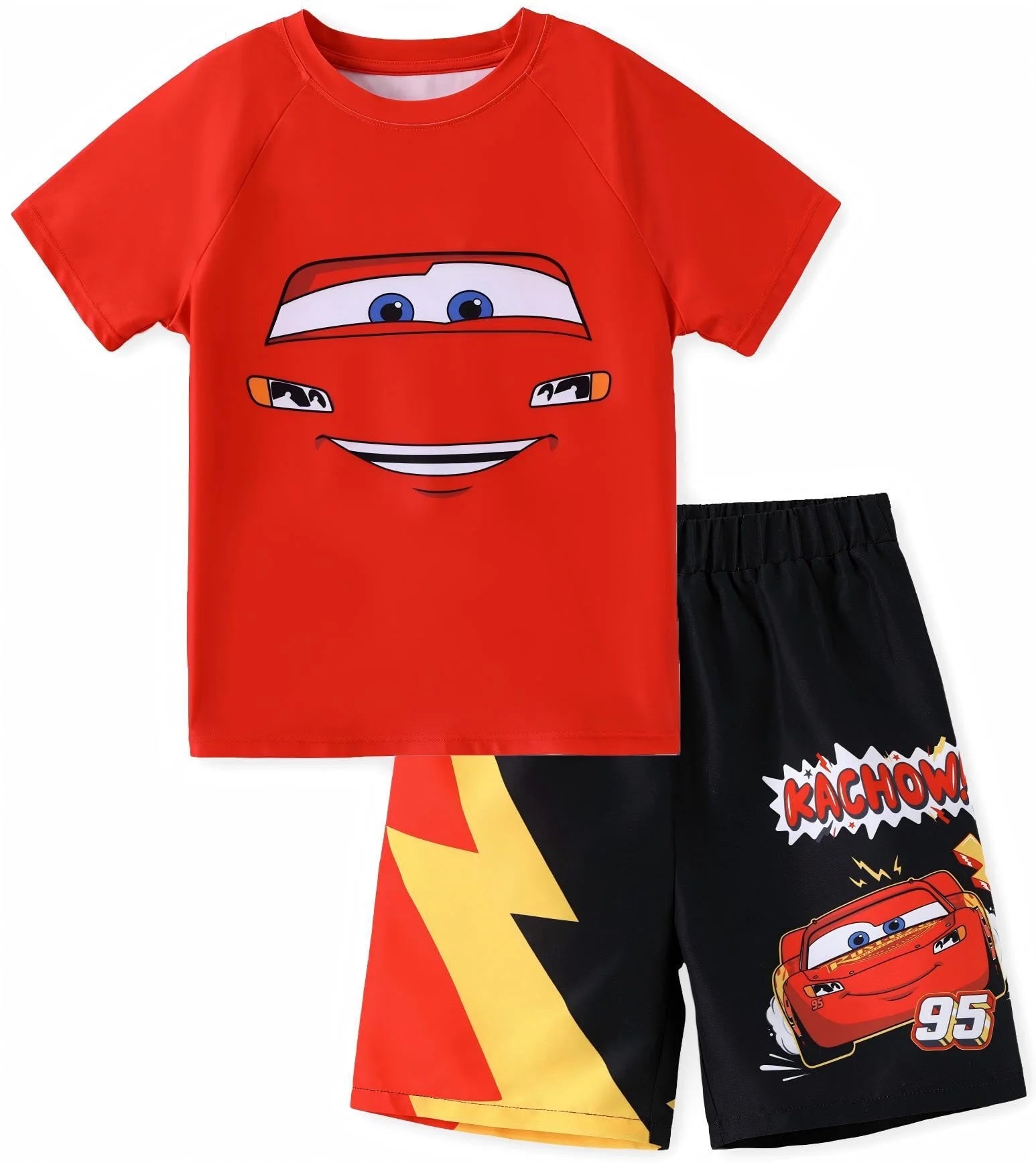 Spider-Man Boys 2 Pieces Swimsuit UFP50+ Rash Guard Shirts & Swim Trunks Bathing Suits Set Sizes 2-13