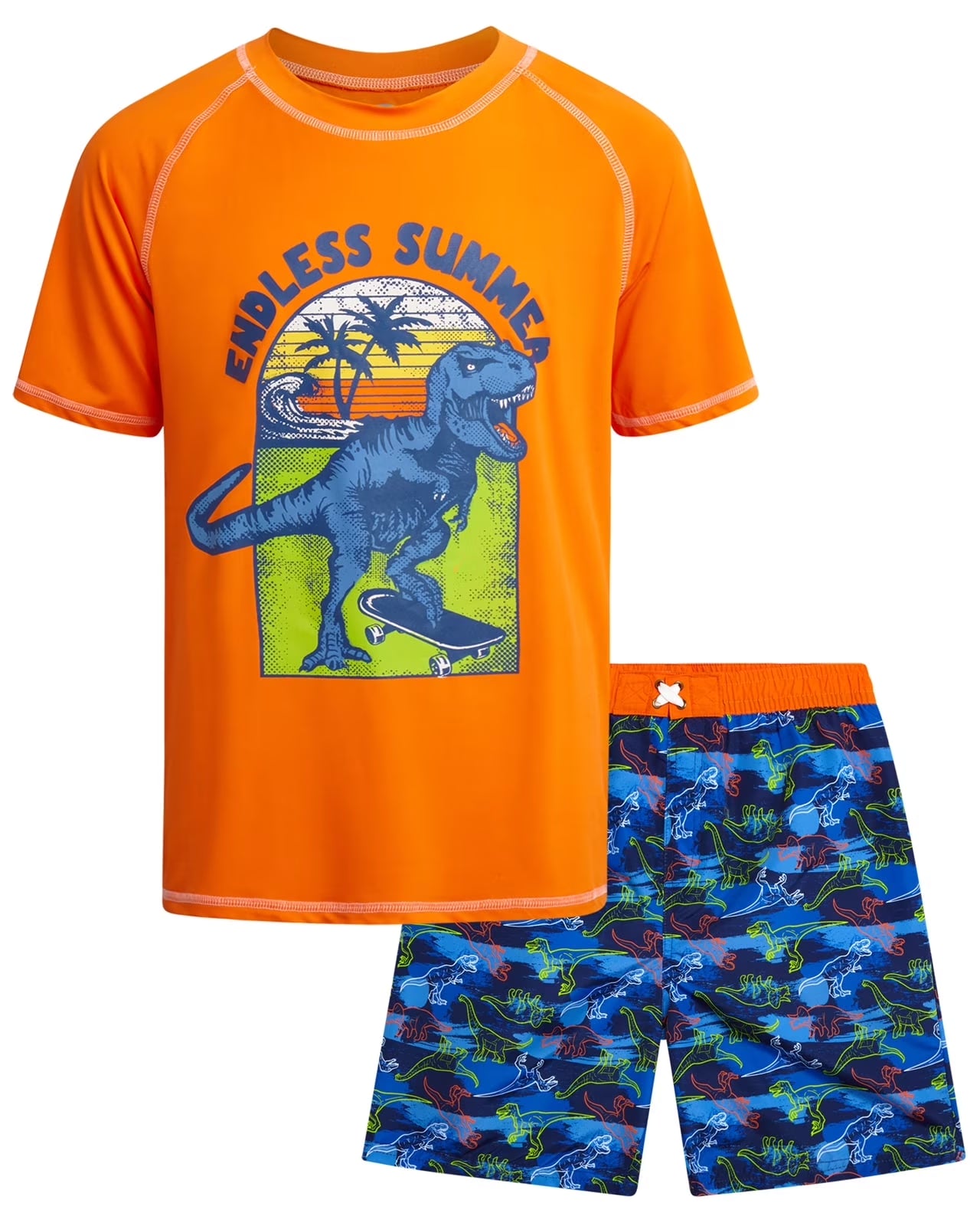Boys' Rashguard Set - Short Sleeve Swim Shirt and Bathing Suit Set (Size: 4-12)