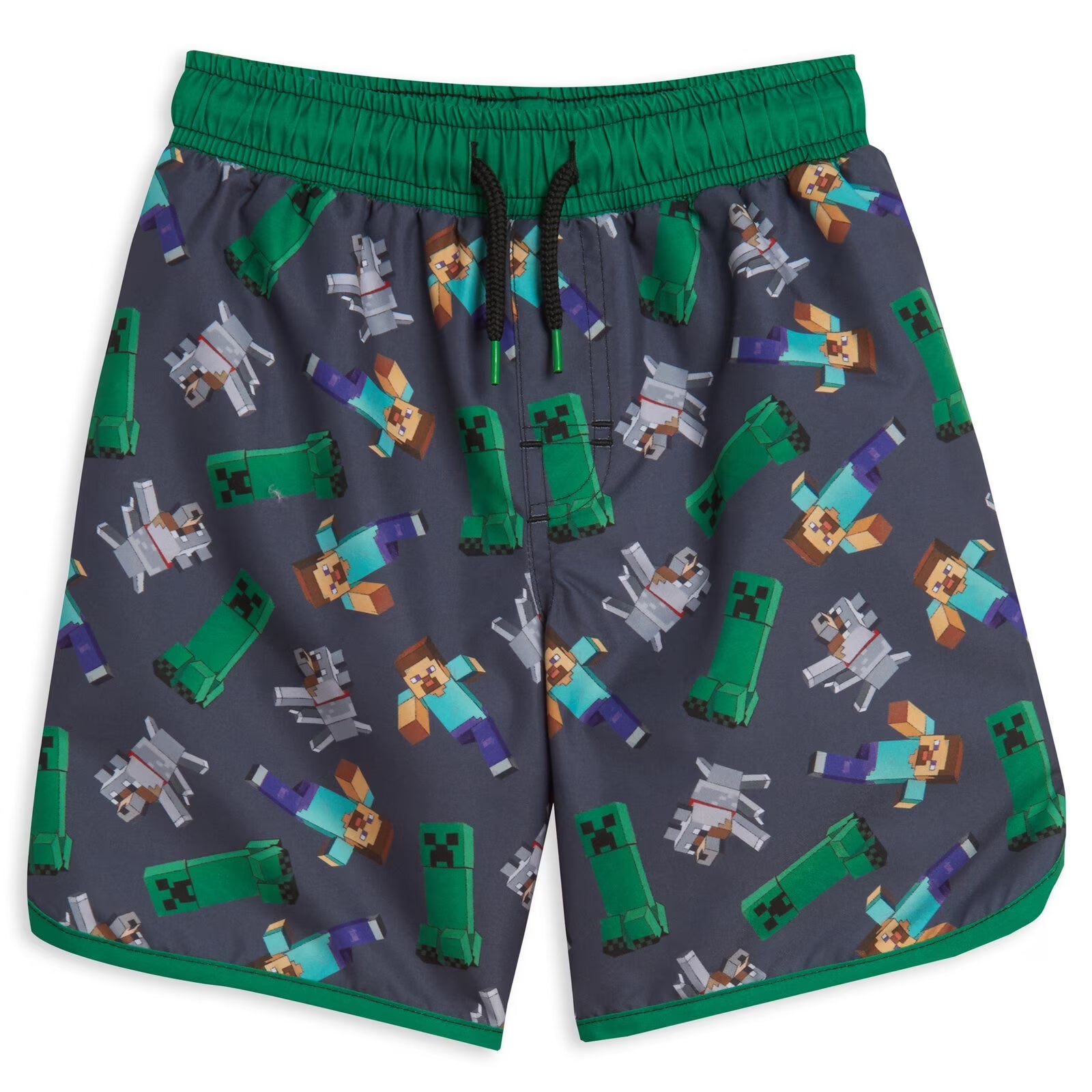 Creeper Little Boys Swim Trunks Bathing Suit Black/Green 5-6